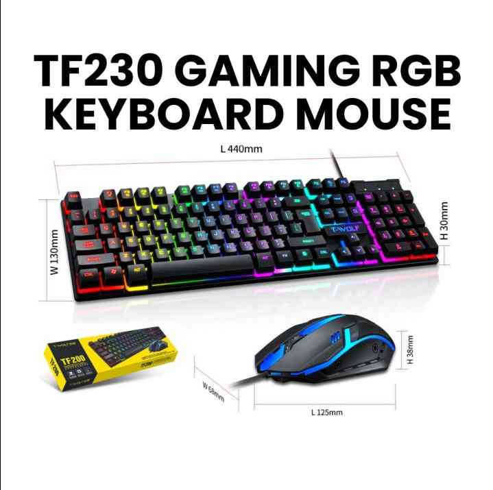 T-Wolf RGB Gaming Keyboard & Mouse Set - TF230